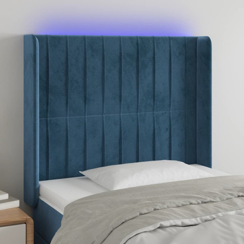 Maison Chic - Tête de lit scandinave à LED,meuble de chambre Bleu foncé 83x16x118/128 cm Velours -MN56603 Maison Chic  - Têtes de lit