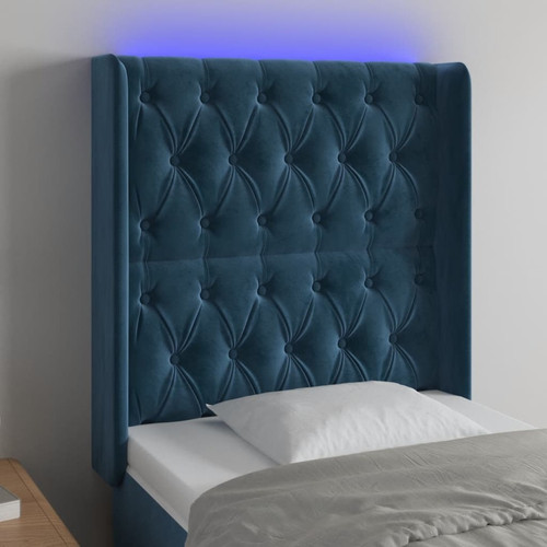 Maison Chic - Tête de lit scandinave à LED,meuble de chambre Bleu foncé 83x16x118/128 cm Velours -MN78590 Maison Chic  - Têtes de lit