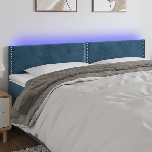 Maison Chic - Tête de lit scandinave à LED,meuble de chambre Bleu foncé 180x5x78/88 cm Velours -MN68623 Maison Chic  - Têtes de lit