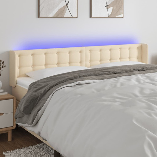 Maison Chic - Tête de lit scandinave à LED,meuble de chambre Crème 203x16x78/88 cm Tissu -MN20543 Maison Chic  - Literie