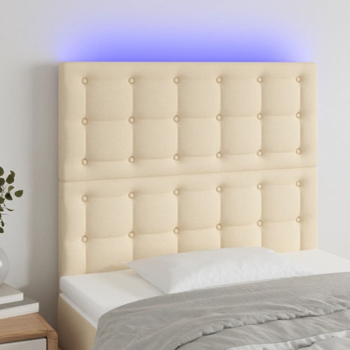 Maison Chic - Tête de lit scandinave à LED,meuble de chambre Crème 80x5x118/128 cm Tissu -MN69266 Maison Chic  - Têtes de lit
