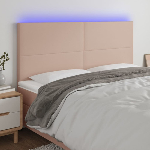 Maison Chic - Tête de lit scandinave à LED,meuble de chambre Cappuccino 200x5x118/128 cm Similicuir -MN54060 Maison Chic  - Têtes de lit