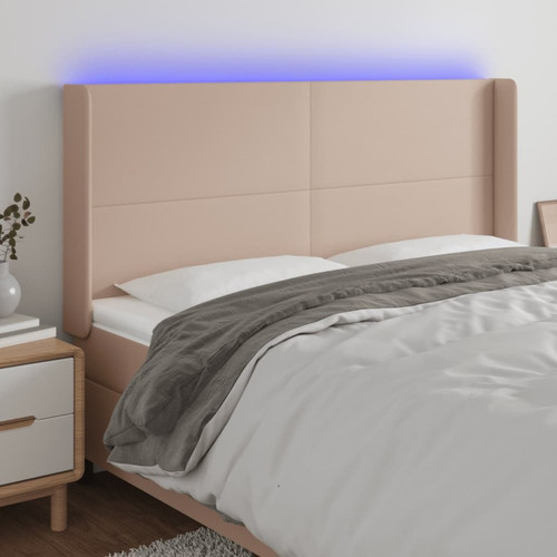 Maison Chic - Tête de lit scandinave à LED,meuble de chambre Cappuccino 203x16x118/128 cm Similicuir -MN56838 Maison Chic  - Têtes de lit