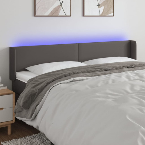 Maison Chic - Tête de lit scandinave à LED,meuble de chambre Gris 183x16x78/88 cm Similicuir -MN26661 Maison Chic  - Têtes de lit