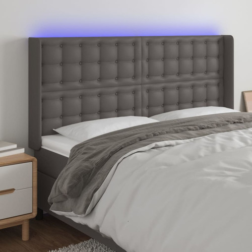 Maison Chic - Tête de lit scandinave à LED,meuble de chambre Gris 203x16x118/128 cm Similicuir -MN44696 Maison Chic  - Literie Gris