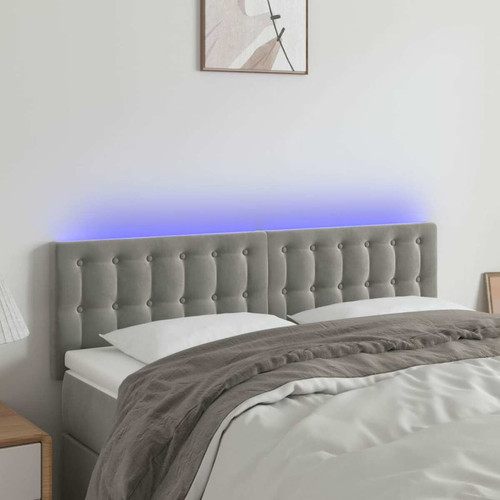 Maison Chic - Tête de lit scandinave à LED,meuble de chambre Gris clair 144x5x78/88 cm Velours -MN88212 Maison Chic  - Têtes de lit Gris