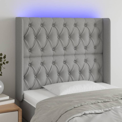 Maison Chic - Tête de lit scandinave à LED,meuble de chambre Gris clair 103x16x118/128 cm Tissu -MN88774 Maison Chic  - Têtes de lit