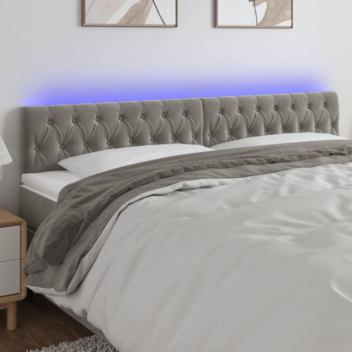 Maison Chic - Tête de lit scandinave à LED,meuble de chambre Gris clair 200x7x78/88 cm Velours -MN69438 Maison Chic  - Literie Gris