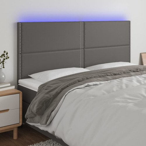Maison Chic - Tête de lit scandinave à LED,meuble de chambre Gris 160x5x118/128 cm Similicuir -MN77885 Maison Chic  - Maison Gris