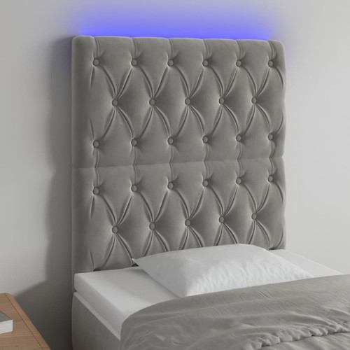 Maison Chic - Tête de lit scandinave à LED,meuble de chambre Gris clair 80x7x118/128 cm Velours -MN51743 Maison Chic - Literie Gris