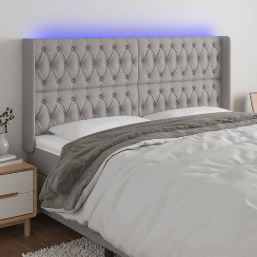 Maison Chic - Tête de lit scandinave à LED,meuble de chambre Gris clair 203x16x118/128 cm Tissu -MN88749 Maison Chic  - Têtes de lit Gris