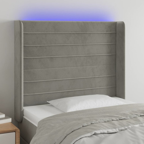 Maison Chic - Tête de lit scandinave à LED,meuble de chambre Gris clair 83x16x118/128 cm Velours -MN81982 Maison Chic  - Maison Gris