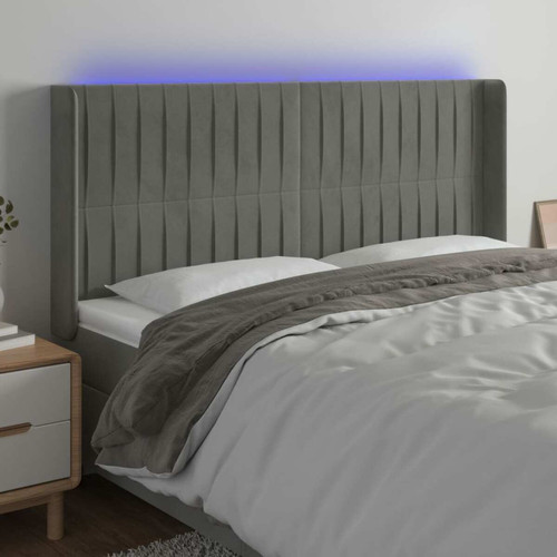 Maison Chic - Tête de lit scandinave à LED,meuble de chambre Gris clair 203x16x118/128 cm Velours -MN26176 Maison Chic  - Literie Gris