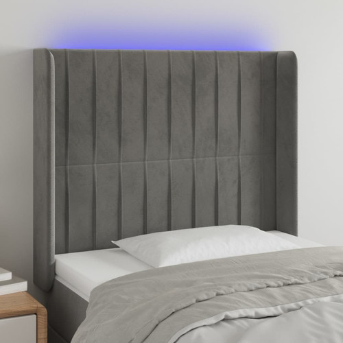 Maison Chic - Tête de lit scandinave à LED,meuble de chambre Gris clair 93x16x118/128 cm Velours -MN35004 Maison Chic  - Têtes de lit