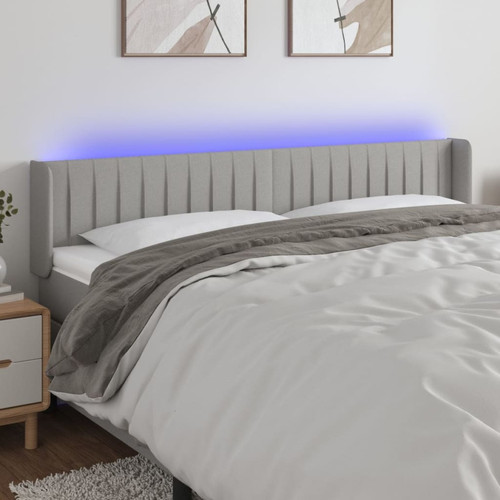Têtes de lit Maison Chic Tête de lit scandinave à LED,meuble de chambre Gris clair 163x16x78/88 cm Tissu -MN39940