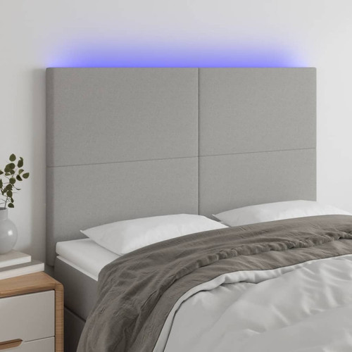 Maison Chic - Tête de lit scandinave à LED,meuble de chambre Gris clair 144x5x118/128 cm Tissu -MN91560 Maison Chic  - Maison Gris