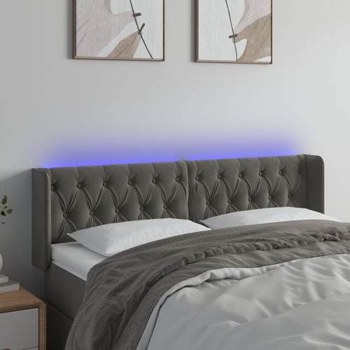 Maison Chic - Tête de lit scandinave à LED,meuble de chambre Gris foncé 147x16x78/88 cm Velours -MN34893 Maison Chic  - Têtes de lit