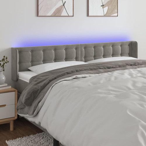 Maison Chic - Tête de lit scandinave à LED,meuble de chambre Gris clair 203x16x78/88 cm Velours -MN42823 Maison Chic  - Maison Gris