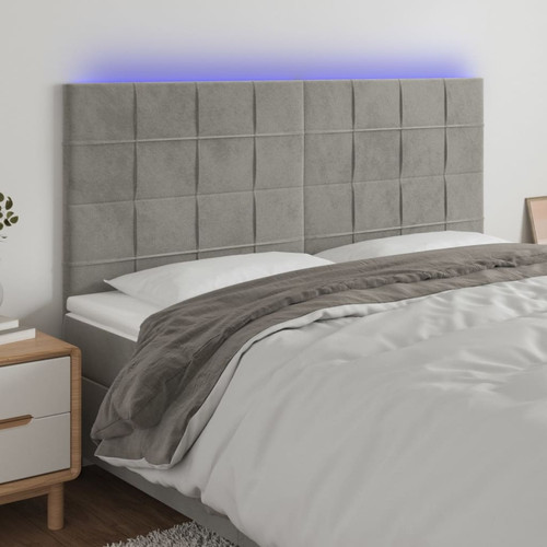 Maison Chic - Tête de lit scandinave à LED,meuble de chambre Gris clair 180x5x118/128 cm Velours -MN70999 Maison Chic  - Maison Gris