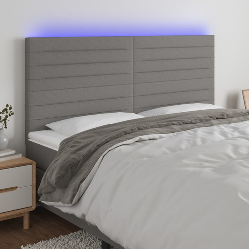 Maison Chic - Tête de lit scandinave à LED,meuble de chambre Gris foncé 160x5x118/128 cm Tissu -MN42616 Maison Chic  - Têtes de lit Gris
