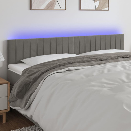 Maison Chic - Tête de lit scandinave à LED,meuble de chambre Gris clair 200x5x78/88 cm Velours -MN53864 Maison Chic  - Têtes de lit Gris