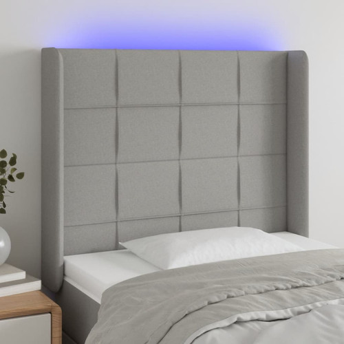 Maison Chic - Tête de lit scandinave à LED,meuble de chambre Gris clair 93x16x118/128 cm Tissu -MN17567 Maison Chic - Literie Gris