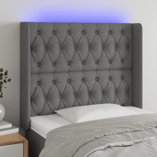 Maison Chic - Tête de lit scandinave à LED,meuble de chambre Gris foncé 103x16x118/128 cm Tissu -MN73570 Maison Chic  - Literie Gris