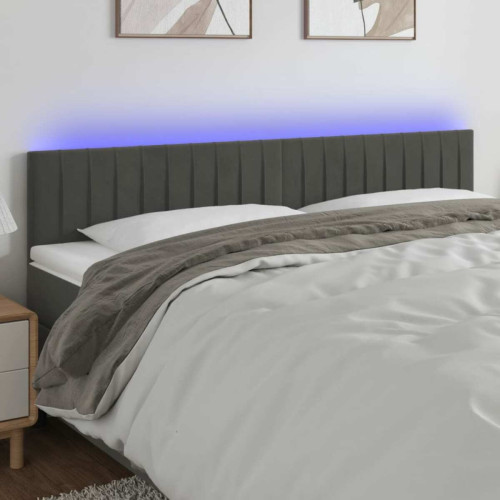 Maison Chic - Tête de lit scandinave à LED,meuble de chambre Gris foncé 200x5x78/88 cm Velours -MN67965 Maison Chic  - Têtes de lit