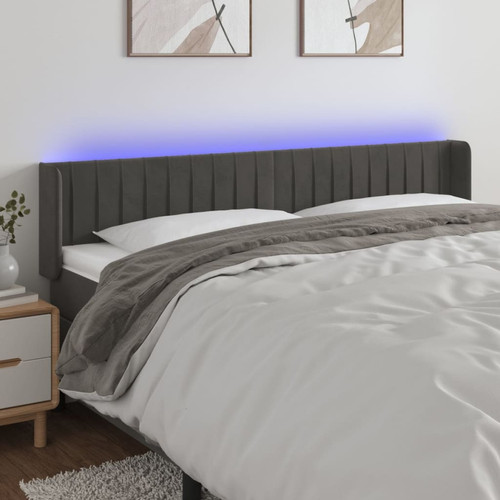 Maison Chic - Tête de lit scandinave à LED,meuble de chambre Gris foncé 183x16x78/88 cm Velours -MN24492 Maison Chic  - Literie Gris