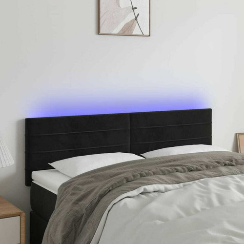 Maison Chic - Tête de lit scandinave à LED,meuble de chambre Noir 144x5x78/88 cm Velours -MN25609 Maison Chic  - Têtes de lit