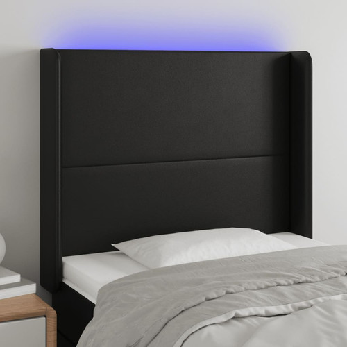 Maison Chic - Tête de lit scandinave à LED,meuble de chambre Noir 103x16x118/128 cm Similicuir -MN96487 Maison Chic  - Têtes de lit