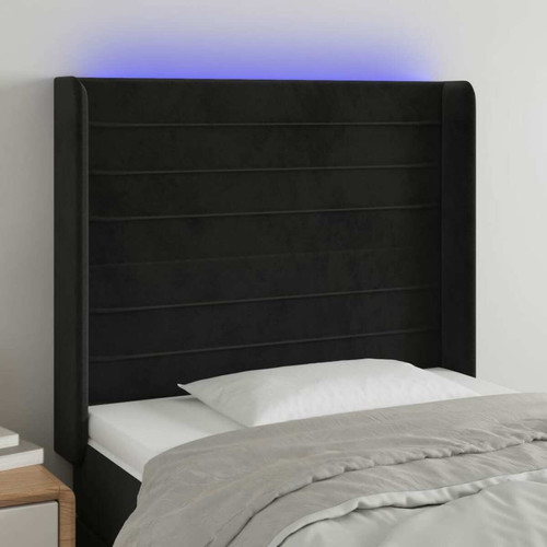 Maison Chic - Tête de lit scandinave à LED,meuble de chambre Noir 103x16x118/128 cm Velours -MN15613 Maison Chic  - Têtes de lit