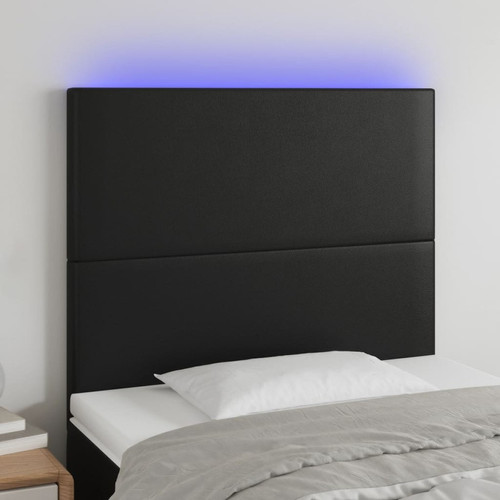 Maison Chic - Tête de lit scandinave à LED,meuble de chambre Noir 100x5x118/128 cm Similicuir -MN42039 Maison Chic  - Têtes de lit