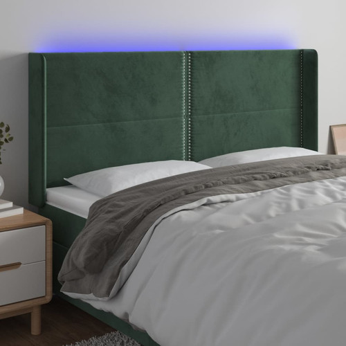 Maison Chic - Tête de lit scandinave à LED,meuble de chambre Vert foncé 203x16x118/128 cm Velours -MN93578 Maison Chic  - Literie