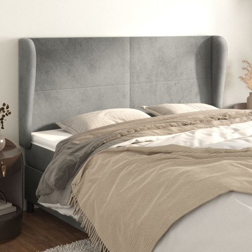 Maison Chic - Tête de lit scandinave avec oreilles,meuble de chambre Gris clair 163x23x118/128 cm Velours -MN55063 Maison Chic  - Maison Gris