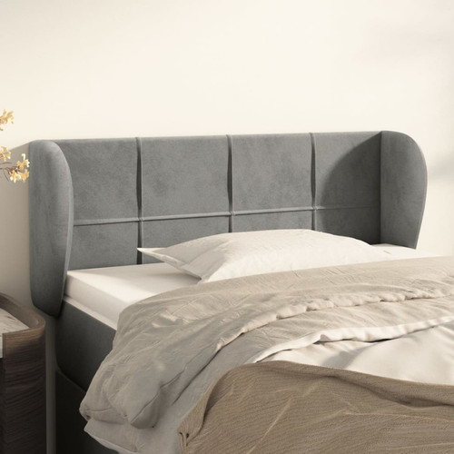 Maison Chic - Tête de lit scandinave avec oreilles,meuble de chambre Gris clair 93x23x78/88 cm Velours -MN61272 Maison Chic  - Literie Gris