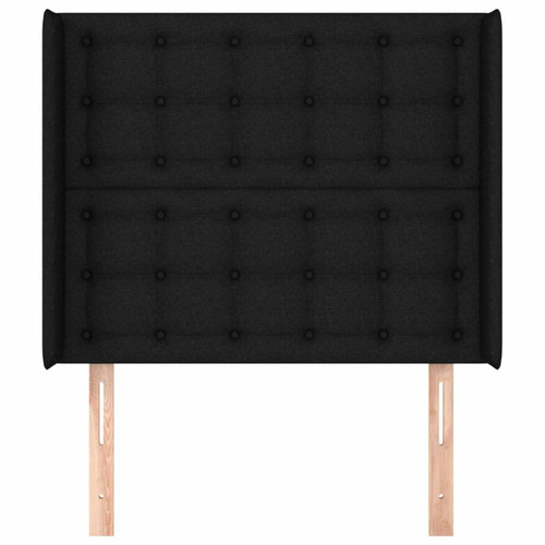 Maison Chic Tête de lit scandinave avec oreilles,meuble de chambre Noir 103x16x118/128 cm Tissu -MN80077