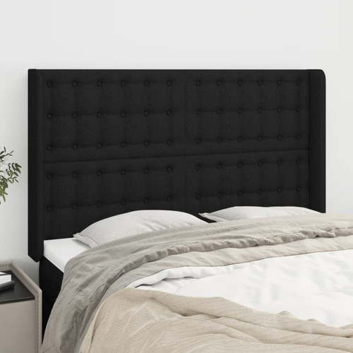 Maison Chic - Tête de lit scandinave avec oreilles,meuble de chambre Noir 147x16x118/128 cm Tissu -MN28725 Maison Chic  - Têtes de lit