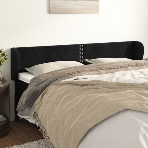 Maison Chic - Tête de lit scandinave avec oreilles,meuble de chambre Noir 183x23x78/88 cm Velours -MN57573 Maison Chic  - Literie