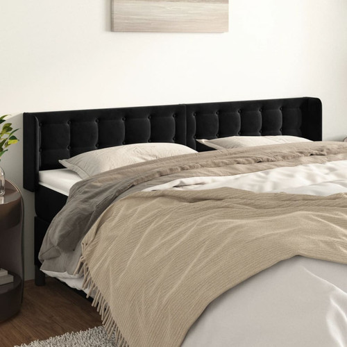 Maison Chic - Tête de lit scandinave avec oreilles,meuble de chambre Noir 163x16x78/88 cm Velours -MN32635 Maison Chic  - Têtes de lit