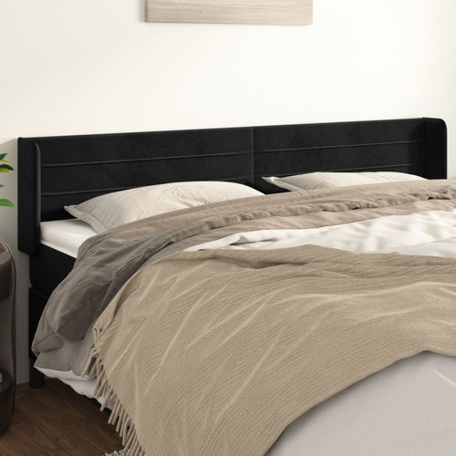 Maison Chic - Tête de lit scandinave avec oreilles,meuble de chambre Noir 183x16x78/88 cm Velours -MN76397 Maison Chic  - Literie