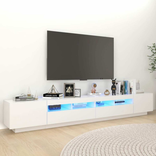 Meubles TV, Hi-Fi Maison Chic Meubles TV avec lumières LED - Banc TV pour salon Blanc 260x35x40 cm -MN89659