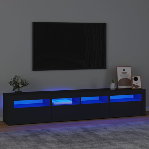 Maison Chic - Meubles TV avec lumières LED - Banc TV pour salon Noir 210x35x40 cm -MN29648 Maison Chic  - Meubles TV, Hi-Fi Design