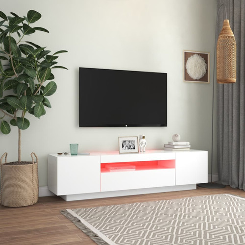 Maison Chic Meubles TV avec lumières LED - Banc TV pour salon blanc 160x35x40 cm -MN75440