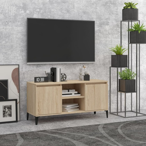 Maison Chic - Meuble TV scandinave avec pieds - Banc TV pour salon en métal Chêne sonoma 103,5x35x50 cm -MN33662 Maison Chic  - Pied metal pour meuble