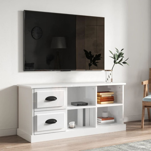Maison Chic - Meuble TV scandinave - Banc TV pour salon blanc brillant 102x35,5x47,5 cm bois d'ingénierie -MN27819 Maison Chic  - Meubles TV, Hi-Fi