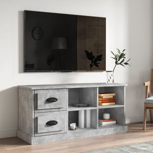 Maison Chic - Meuble TV scandinave - Banc TV pour salon gris béton 102x35,5x47,5 cm bois d'ingénierie -MN33459 Maison Chic  - Meubles TV, Hi-Fi
