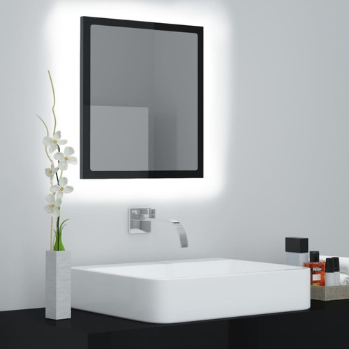 Maison Chic - Miroir LED moderne de salle de bain,Décoration Miroir mural Bain Noir brillant 40x8,5x37cm Acrylique -MN27300 Maison Chic - Miroir de salle de bain Lumineux