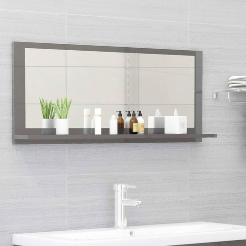 Maison Chic - Miroir moderne de salle de bain,Décoration Miroir mural Bain Gris brillant 90x10,5x37 cm Aggloméré -MN77200 Maison Chic  - Miroir de salle de bain