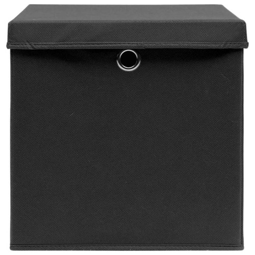 Maison Chic Ensemble de 10 Boîtes de rangement,Boîtes de stockage avec couvercle Noir 32x32x32cm Tissu -MN899870